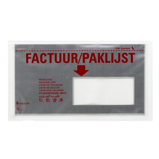 [2514] Dokulop Model EA5/6 Factuur / Paklijst venster rechts Inwendig formaat 220 x 115 mm