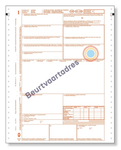 [3019] CMR 3-voud ketting vrachtbrief ongenummerd (volgorde 1,2,3)