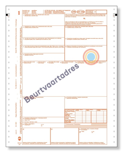 [3020] CMR 4-voud ketting vrachtbrief ongenummerd (volgorde 1,2,3,4)