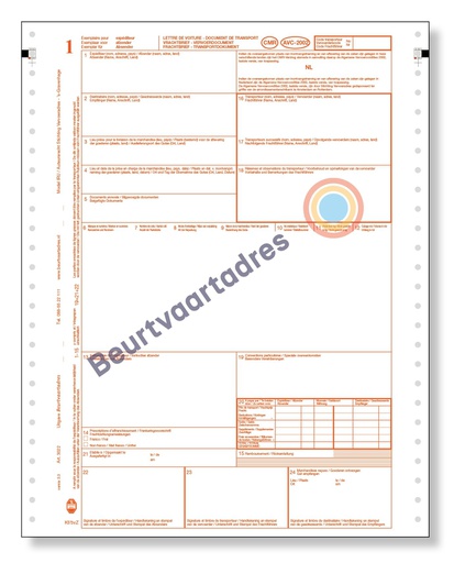 [3022] CMR 5-voud ketting vrachtbrief ongenummerd (volgorde 1,2,3,4,5)