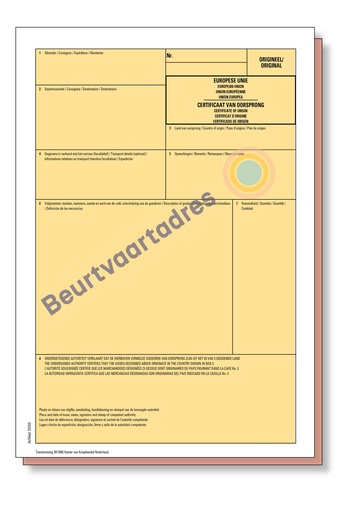 [3355] Certificaat van Oorsprong (CVO) 2-voud laser