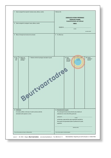 [3554] Certificaat Form A 1-voud laser